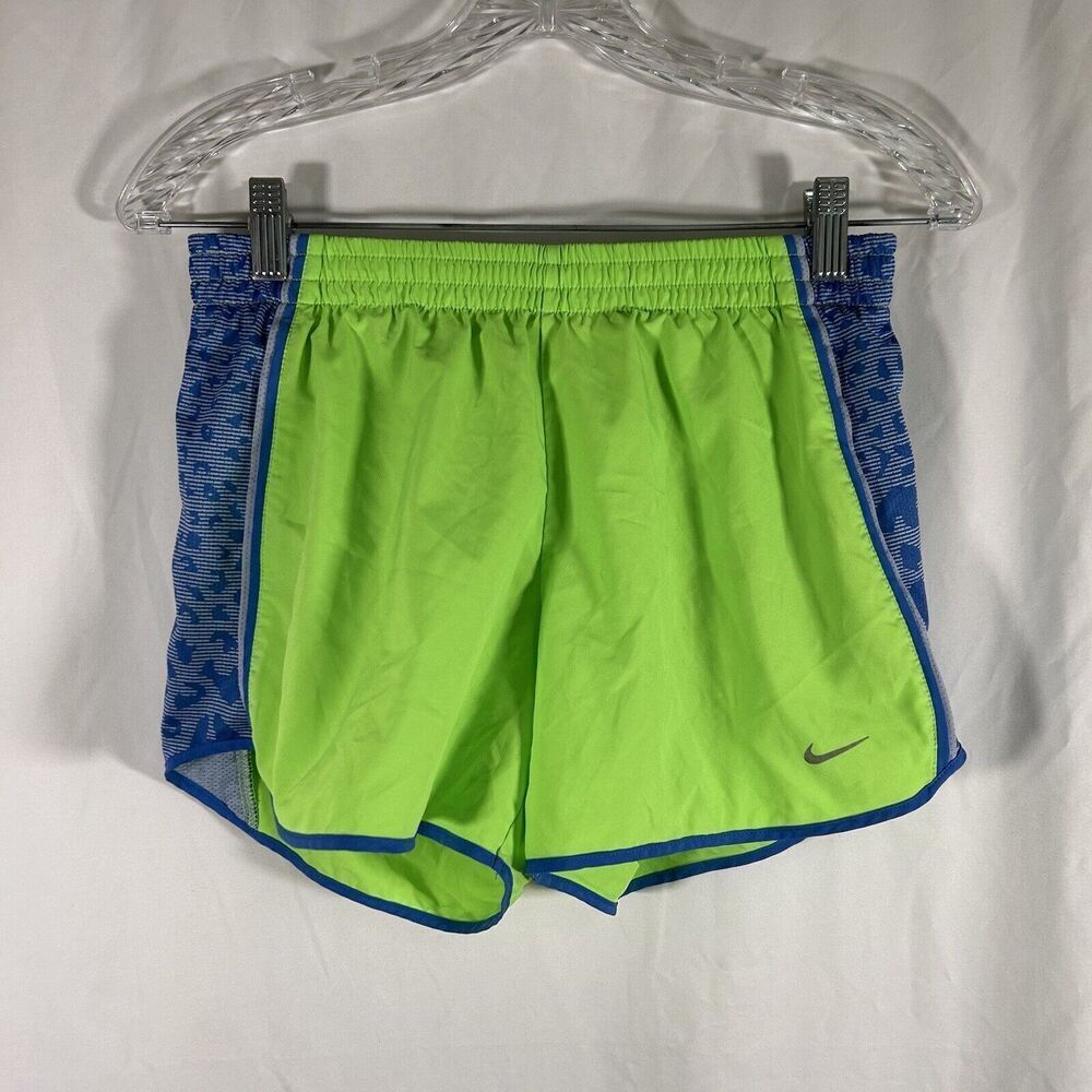 Nike Running Shorts Women's Small Lime Green Pull On Drawstring Lined 4" Inseam